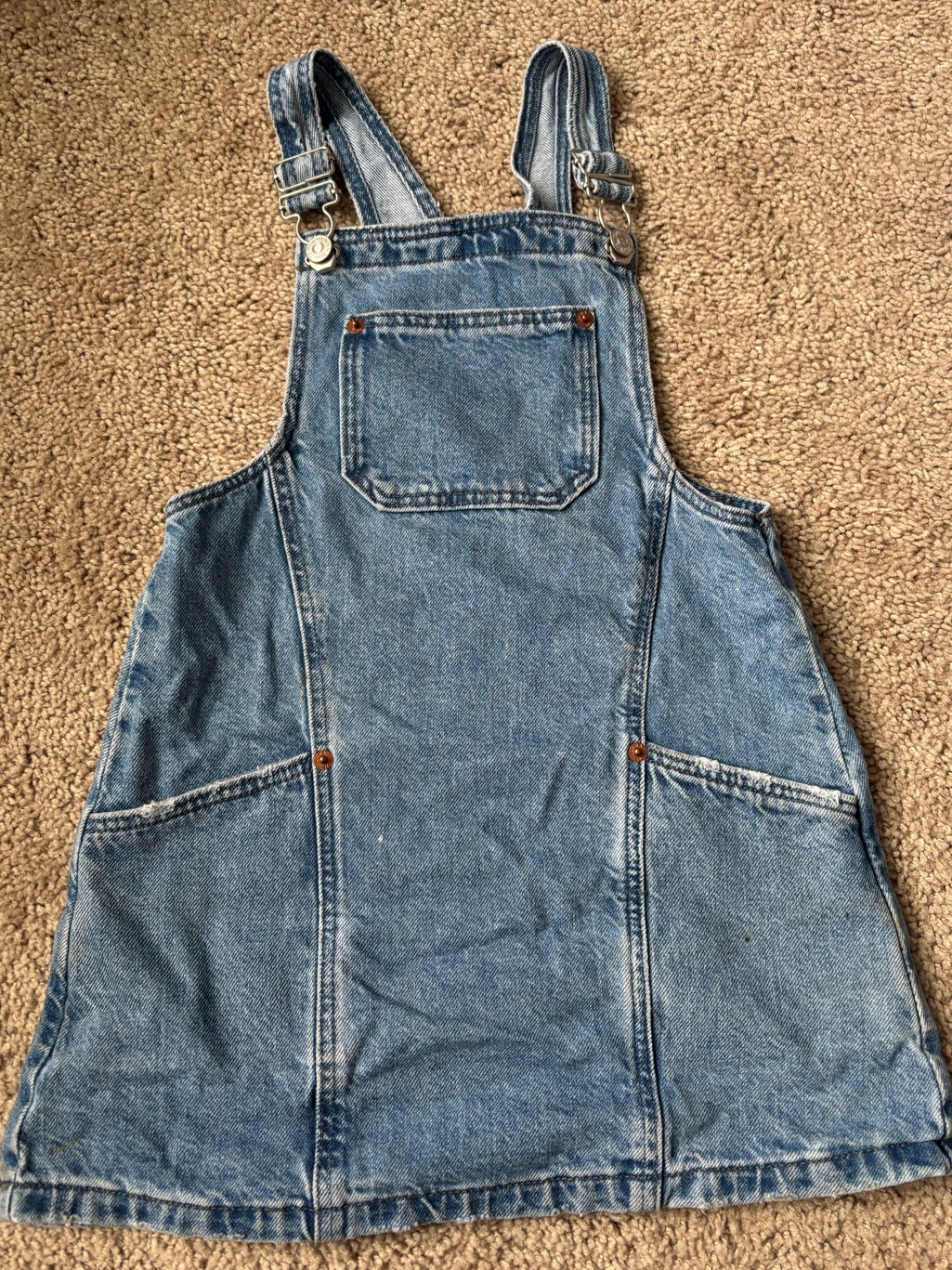 Zara Light Blue Denim Girls' Overalls Dungaree Dress